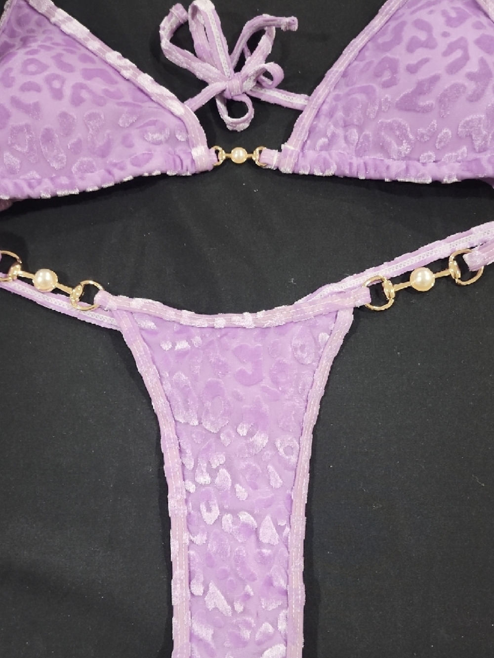 Lilac Animal-Print Triangle Bikini Set - Women's Swim - Picture 3 of 7